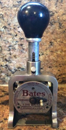 Vintage Bates Numbering Machine Patented 5 Wheel Style E Rare &amp; Works