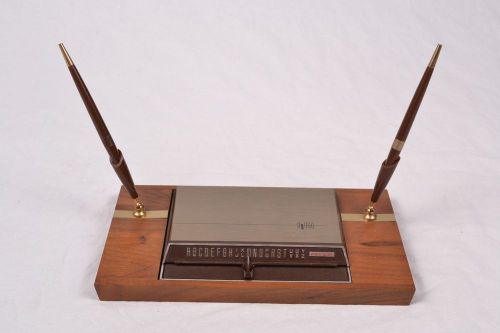 Vintage Mid Century Park Sherman Telephone Index Walnut Desk Set With Pens