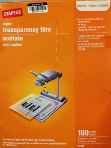 Staples Copier Transparency Film 100 Sheets EE491760 Home Office Mint