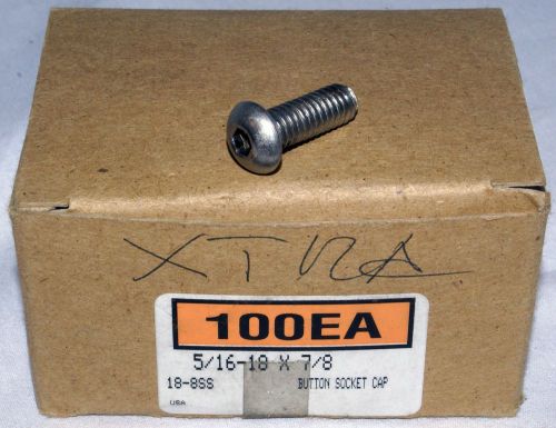 Stainless Steel Button Cap Screws (BHCS) 5/16-18 x 7/8 (Qty 100)