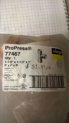 Viega propress 1 1/2 x 1 1/2 x 1&#034; tee, copper for sale