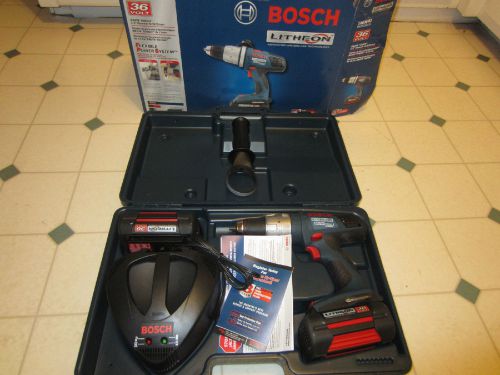 New bosch 36v litheon brute tough hammer drill / driver 18636-02 w/ 2 batteries for sale