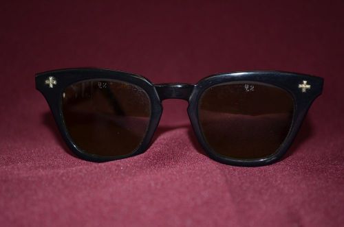 Vtg 60s bausch &amp; lomb horn rim black frame safety glasses b&amp;l green lenses for sale