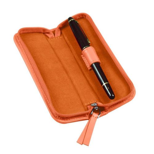 LUCRIN - Single-pen zip-up case - Smooth Cow Leather - Orange