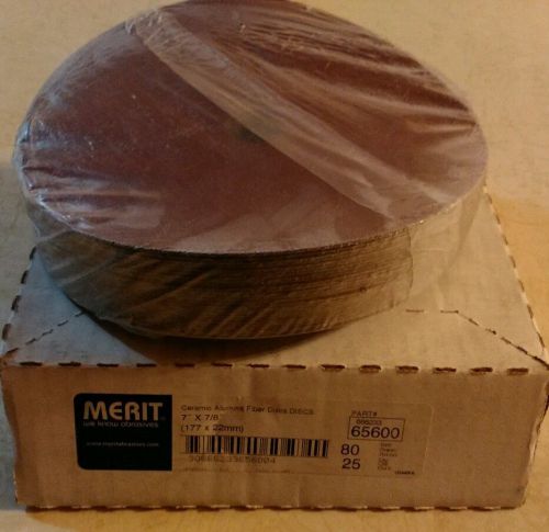 &#034;Merit&#034; Fiber Discs, Ceramic Alumina, 7 inch x 7/8 inch, 80 Grit, 1 full box/25
