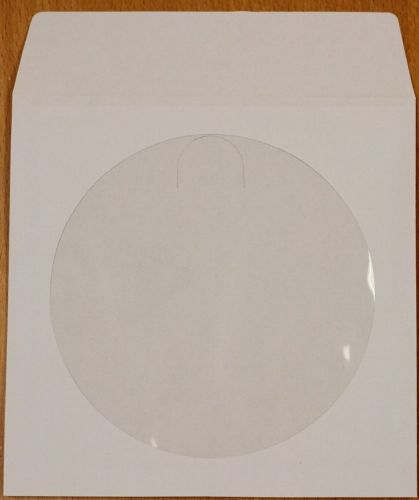 1000 pc White CD DVD MP3 Disc Paper Sleeves Envelopes Flap Clear Window Package