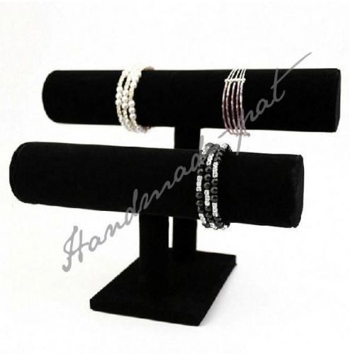 FREE SHIP! 2-Tier Velvet Jewelry Display Shelf Watch Bracelet Holder