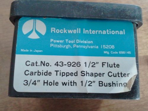 Rockwell International 43-926 carbide tipped shaper cutter 1/2&#034; flute 3/4 hole