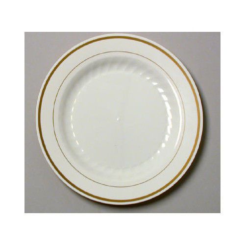 WNA Comet Masterpiece 10.25&#034; Plastic Plate in cream with Gold Accents