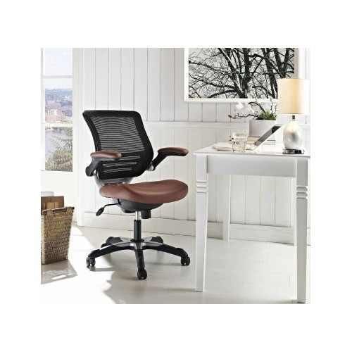 Executive Leather Office Chair Adjustable Swivel Computer Desk  Ergonomic Brown