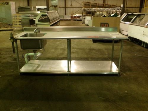 Stainless Steel work table with 1-bay sink, backsplash, and underneath shelf