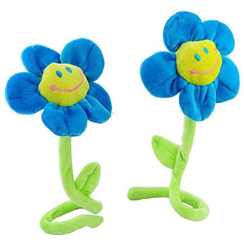 A Pair of Cartoon Home Decor Smiley Face Sunflower Curtain Flower - Blue