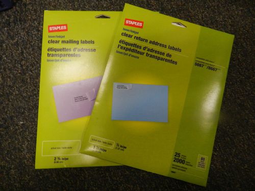 STAPLES Clear Address labels(2000) Mailing Labels (300)