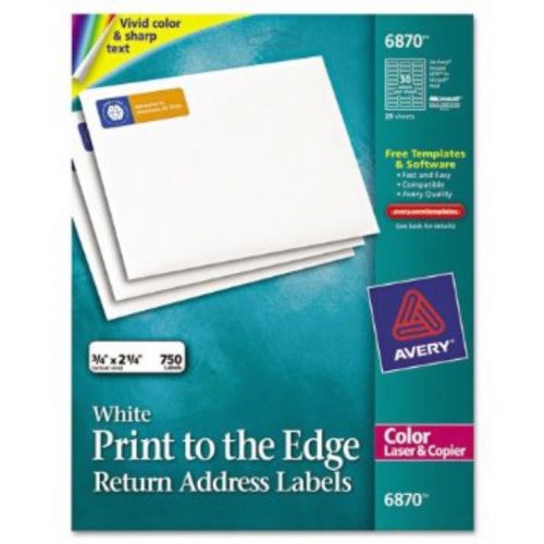 Avery Color Printing Label - 0.75&#034;Wx2.2&#034;L - 750/Pack - Laser - White - AVE6870