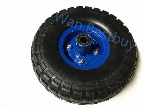 10&#034; HAND TROLLEY WHEEL WHEELS TYRE RIM 16MM BORE PUNCTURE PROOF NO MORE FLAT