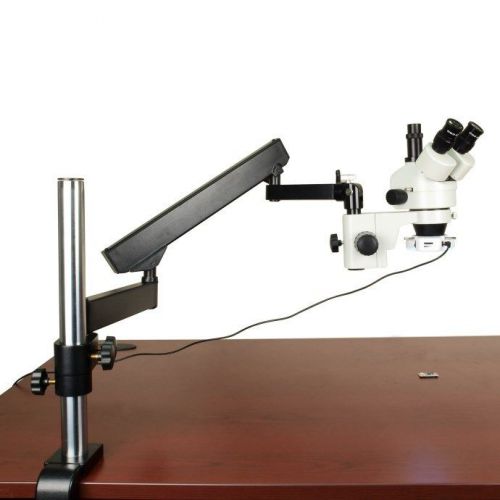 7X-45X Stereo Microscope+Articulating Arm Table Clamp Stand+144 LED Ring Light