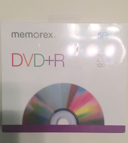 NEW MEMOREX DVD-R 5 PACK WITH JEWEL CASES RECORDABLE BLANK DISCS 2 HOUR