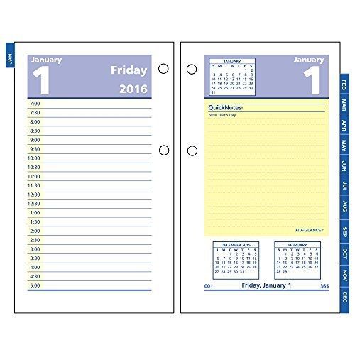 At-A-Glance AT-A-GLANCE Daily Desk Calendar 2016 Refill, Quick Notes, 12 Months,
