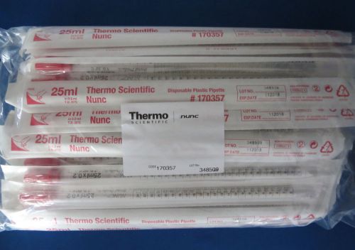 Qty 50 Thermo Scientific Nunc Serological 25mL Plugged Pipettes #170357