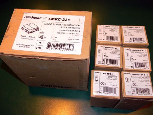 Group of 7 wattstoppers lmrc-221 room controller, ts-400-i, 4 lmdm-101, lmsw-105 for sale