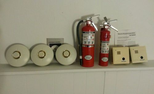 Modern masterguard 3 heat 2 smoke detectors plus 2 fire extinguishers - all work for sale