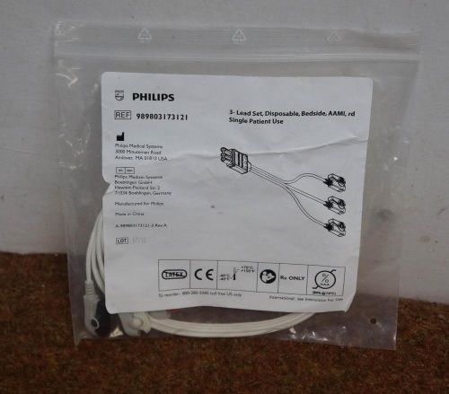 PHILIPS REF 989803173121 3 LEAD SET DISPOSABLE AAMI MEDICAL CABLE !!!       J715