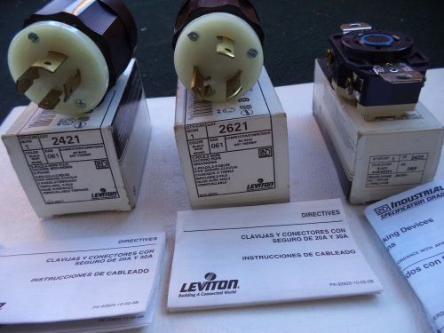 New lot of ( 3 )   leviton  locking plug /receptacle .-free s/h for sale