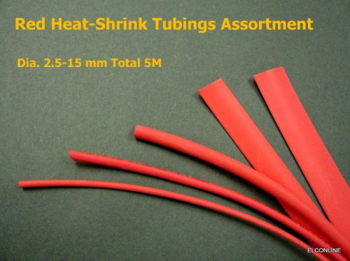 #r7 red heat-shrinkable tubing assort dia: 2.5 / 4 / 6 /10 / 15mm  total 5m for sale