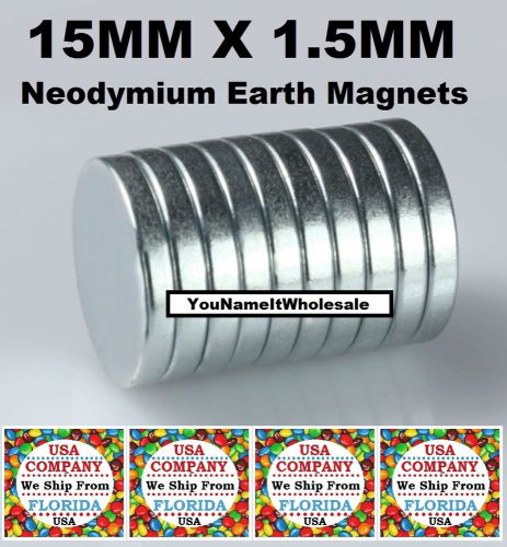 50)  15mm x 1.5mm super strong rare earth neodymium magnets magnet diy crafts for sale