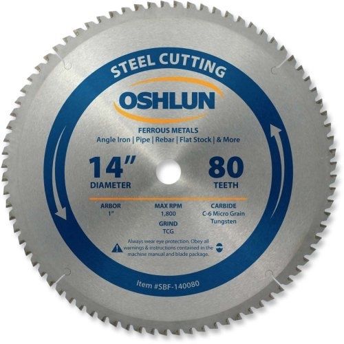 Oshlun SBF-140080 14-Inch 80 Tooth TCG Saw Blade With 1-Inch Arbor For Mild And