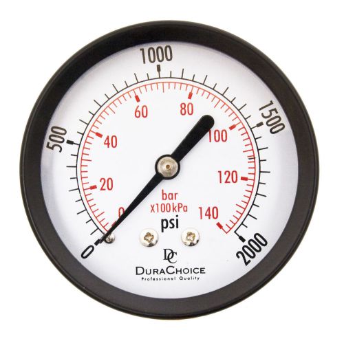 2&#034; utility pressure gauge - blk.steel 1/4&#034; npt center back 2000psi for sale