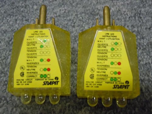 Lot 2 New Yellow Snapit Circuit Tester Electrical Plug in Indicator Meter 125V