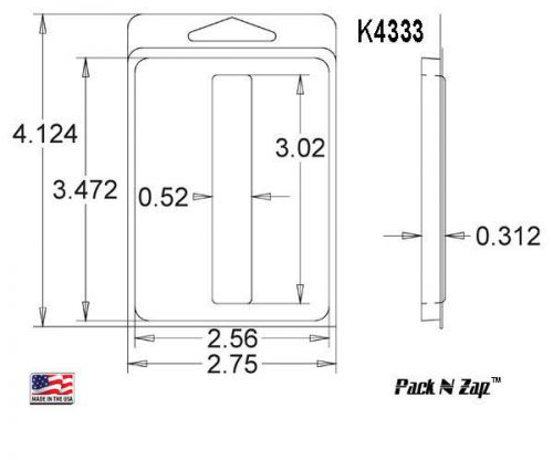 K4333: 975 - 4&#034;H x 3&#034;W x 0.312&#034;D Clamshell Packaging Clear Plastic Blister Pack