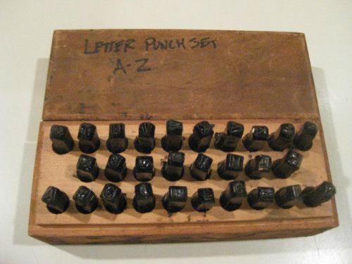 Letter punch set A to Z, total of 28 punches, vintage.