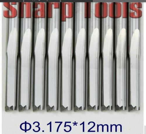 10pcs 3.175*12mm two straight flutes CNC router bits PVC, acryl, plywood