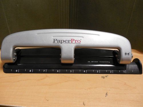 Paperpro propunch 12 sheet 3 hole punch, silver/black (2101), free shipping, new for sale