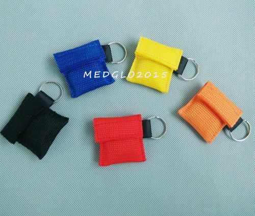 10 sets/pack cpr mask with keychain cpr face shield no logo for cpr aed 5 color for sale