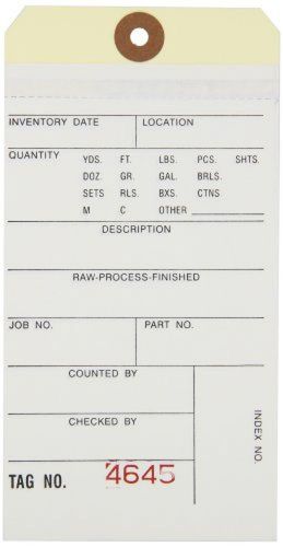 Aviditi G15101 10 Point Cardstock #8 2 Sided Carbonless Inventory Tag, &#034;Number x