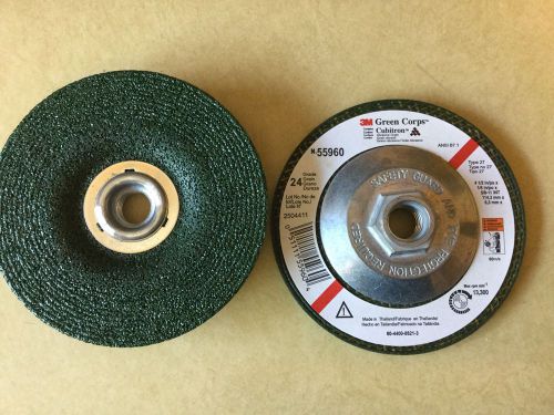 3M Green Corps Grinding Disks Pack Of 10, Part Number 55960, 4-1/2&#034; X 1/4&#034;