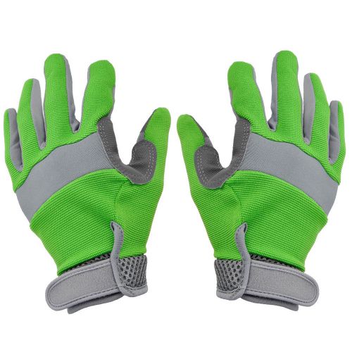 Mechanic Working Gloves Velcro Strap Synthetic Leather Breathable Gloves Green