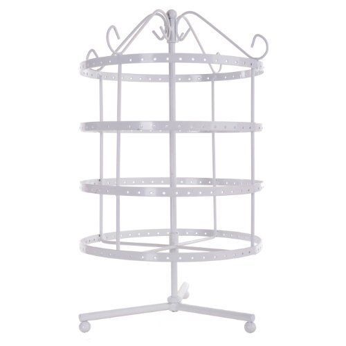 4 tiers white rotating spin table top 92 pairs earring holder organizer stand / for sale
