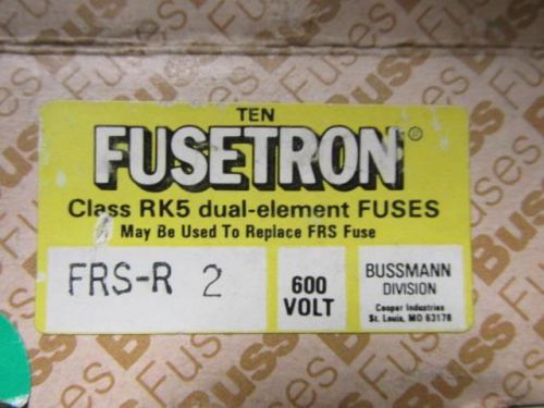 New nos lot of (10) bussmann fusetron frs-r-2 dual fuses 600v for sale