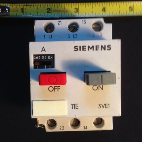 Siemens Motor Protector Circuit Breaker  3VE1010-2E