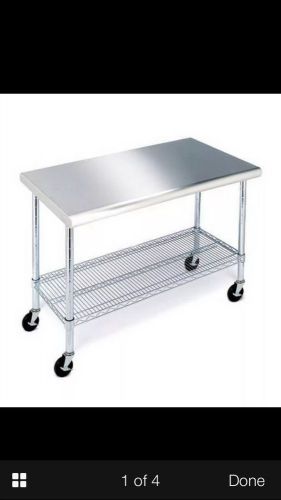 Stainless Steel Top Work Table Kitchen Prep NSF Casters 24&#034; x 49&#034; *Local Pickup*