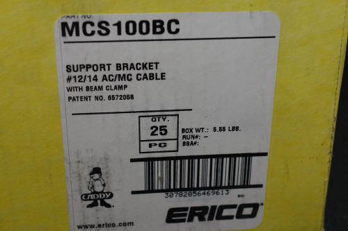Caddy support bracket mcs100bc #12/14 ac/mc cable with beam clamp open box of 25 for sale