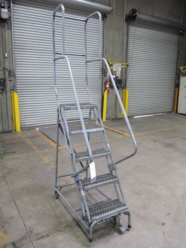 5 STEP COTTERMAN 350 LB CAPACITY PORTABLE ROLLING STEP LADDER STAIRCASE