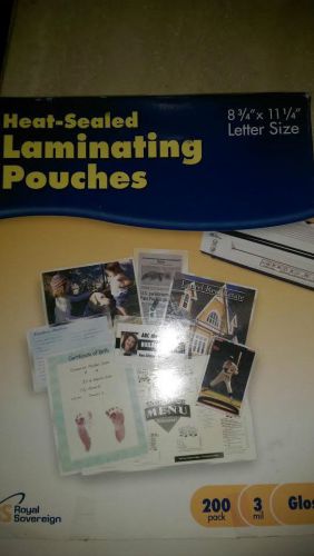 Letter size Laminating Pouches 3 Mil  8 3/4&#034; x 11 3/4 Open Box 200 Gloss