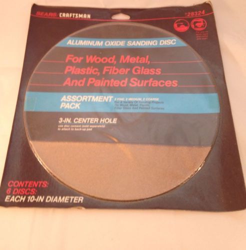 Sears/Craftsman 928325 6 Pack Aluminum Oxide Sanding Disk. 10&#034; With 3&#034; Hole
