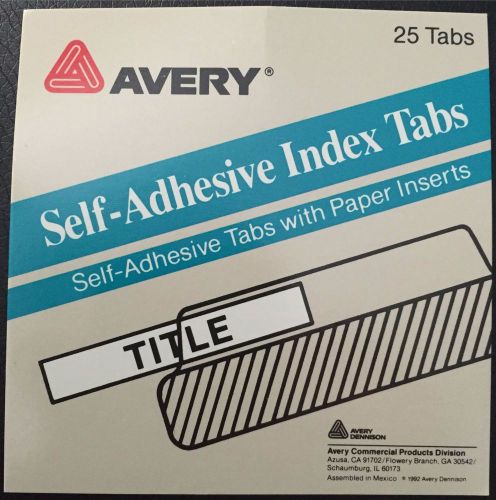 Avery Self-Adhesive Index Tabs with Paper Inserts, 25 Tabs, 1 1/2&#034; x 1/3 Grn