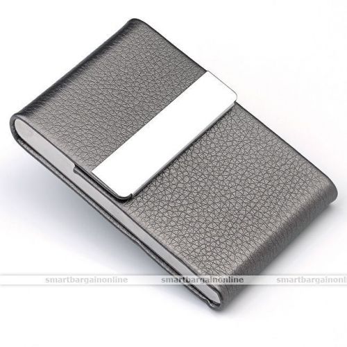 Vogue Stainless Steel Pocket Business Name Credit ID Card Case Box Holder Grey
